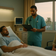 Negligent hospital monitoring after a Broward crash under review in a hospital room