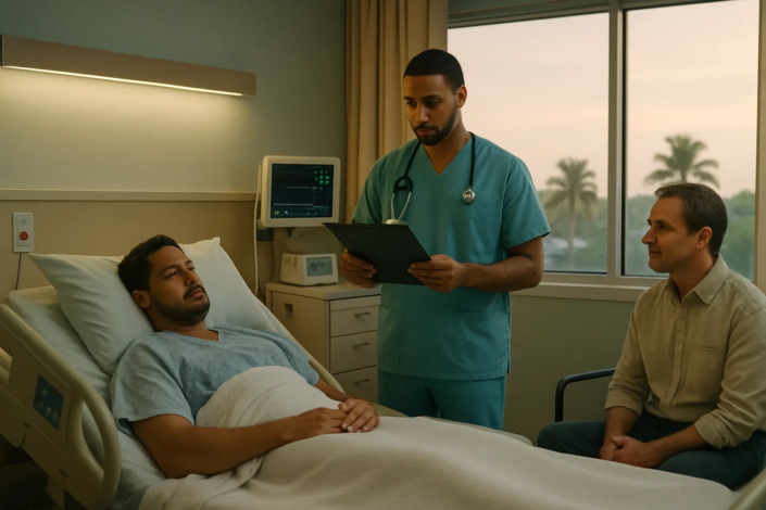 Negligent hospital monitoring after a Broward crash under review in a hospital room