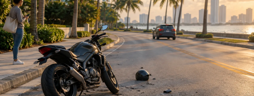 Scene evidence that may help identify a driver after a Miami motorcycle hit-and-run
